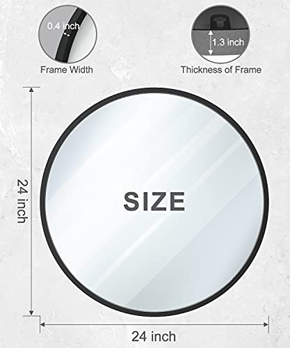 2- Pack Bathroom Mirrors for Over Sink, 24 Inch 24"L x 24"W Black Frame-2pcs gallery
