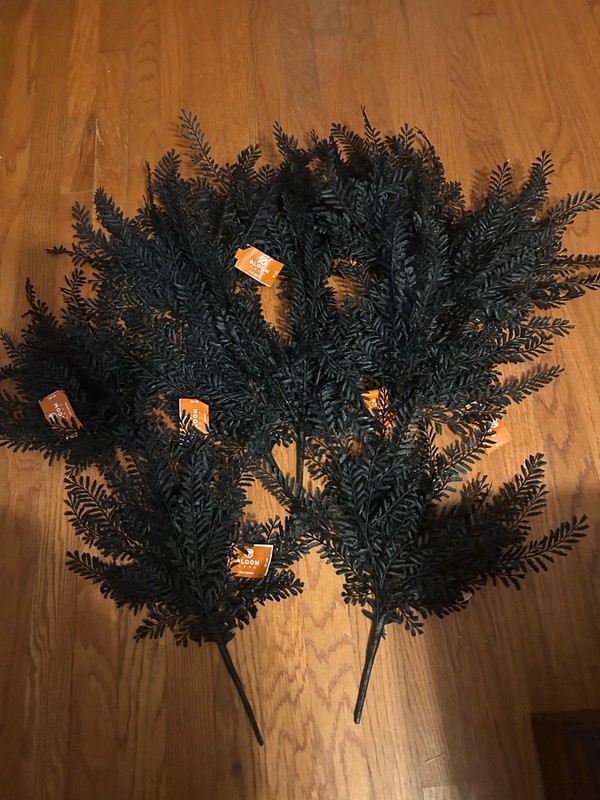 NWT (10) Bloom Room Fall Bushes Black Fern Bush Artificial Foliage Halloween