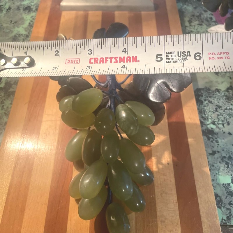 2 Bunches of Vintage Green Jade Grapes with Dark Green Leaves Poseable Stone gallery