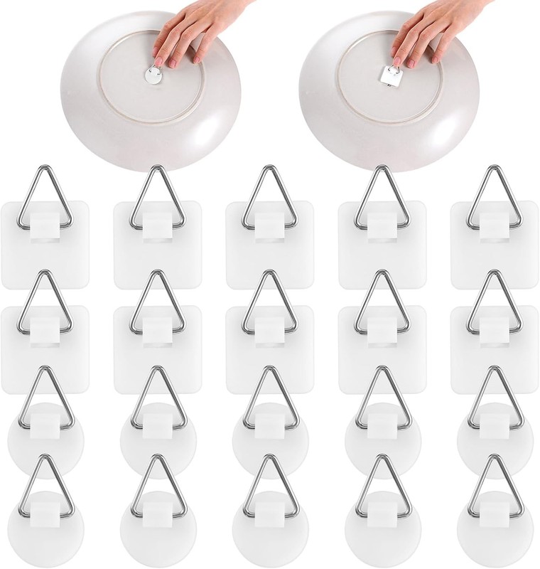 20Pcs Invisible Adhesive Plate Hanger, 1.25 Inch Vertical Plate Holders for The