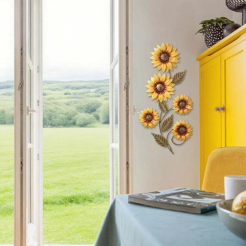 Metal Sunflower Wall Decorations Garden Wall Art Outdoor Indoors Floral Decor TL gallery