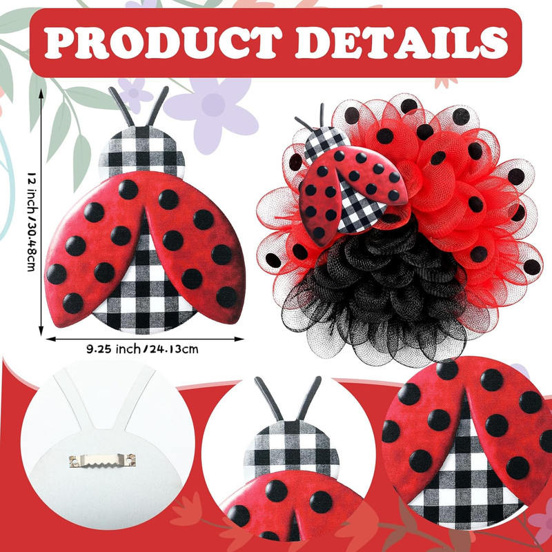Metal Embossed Ladybug Hanger Red and Black Polka Dot Ladybug Metal Wall Door Ha gallery