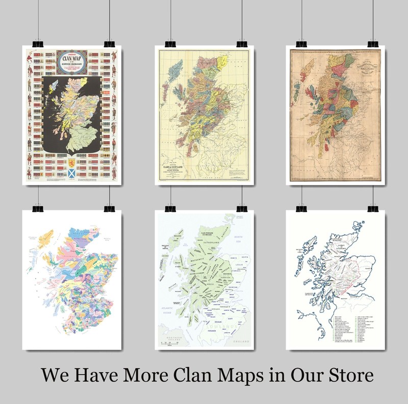 12x17 in. Scottish Clan Map showing the Clans of Scotland Highland Poster Print gallery