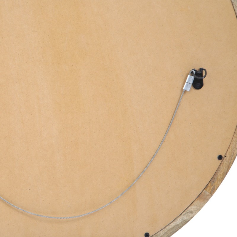 Modern Round Mirror with Mango Wood Frame gallery