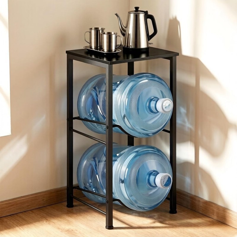 5 Gallon Water Jug Holder 2 Tier Water Bottle Holder Organizer with Shelf Heavy