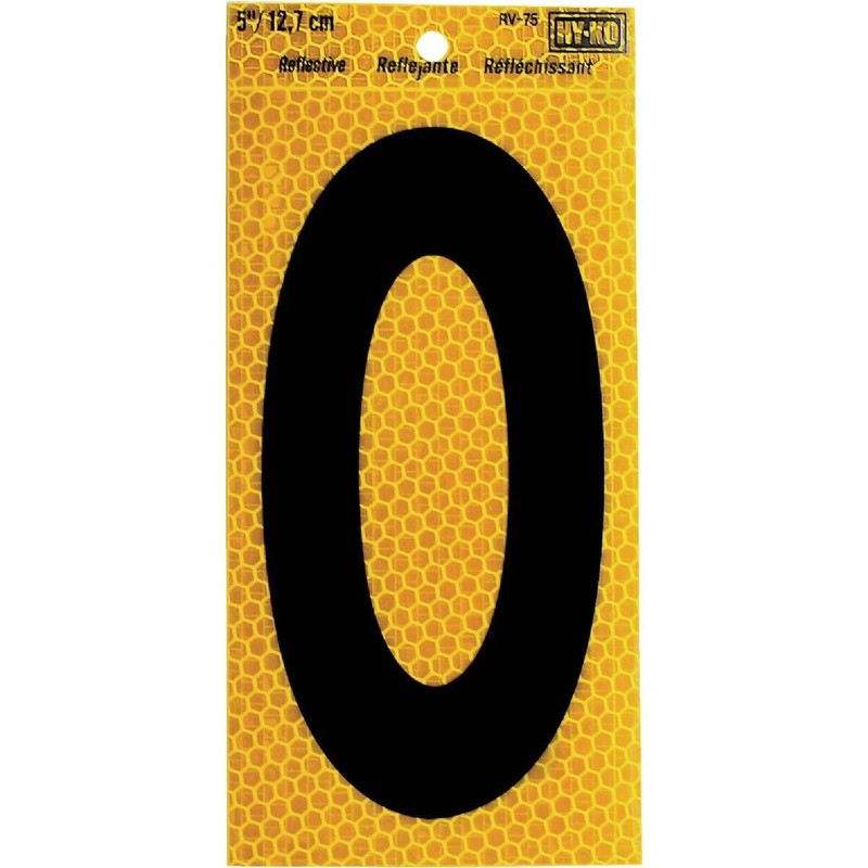Hy-Ko 5 In. Yellow Reflective Number 0 RV-75/0 Midwest Fastener Corp Hy-Ko