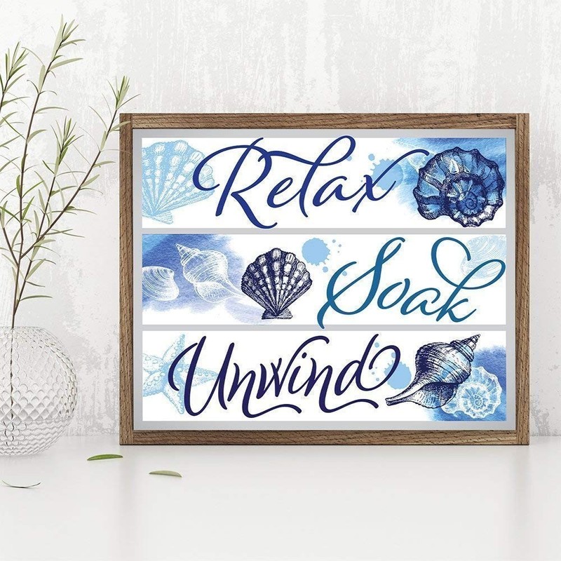 Relax Soak Unwind - Modern Bathroom Decor, Beach House 14"L x 11"W gallery