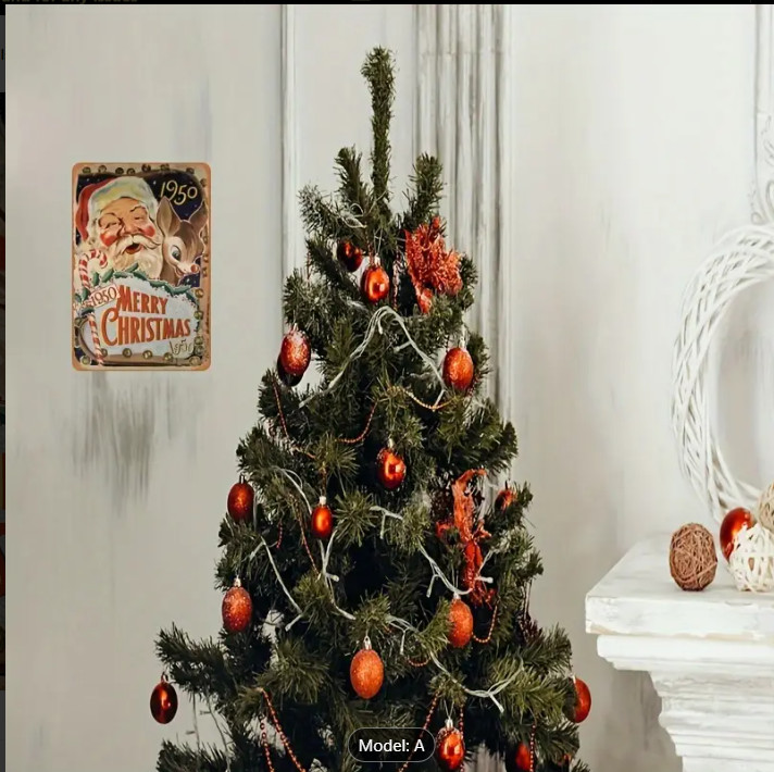 Retro Metal Sign Santa Rudolph 1950 Merry Christmas Vintage Style gallery
