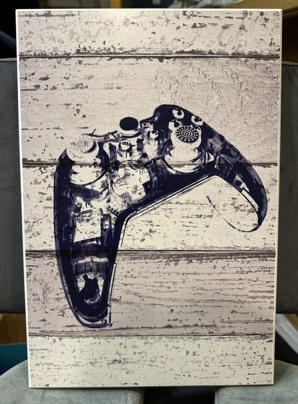 The Room by Stupell Video Game Controller Blue Print on Planks Wall Plaque Ar…