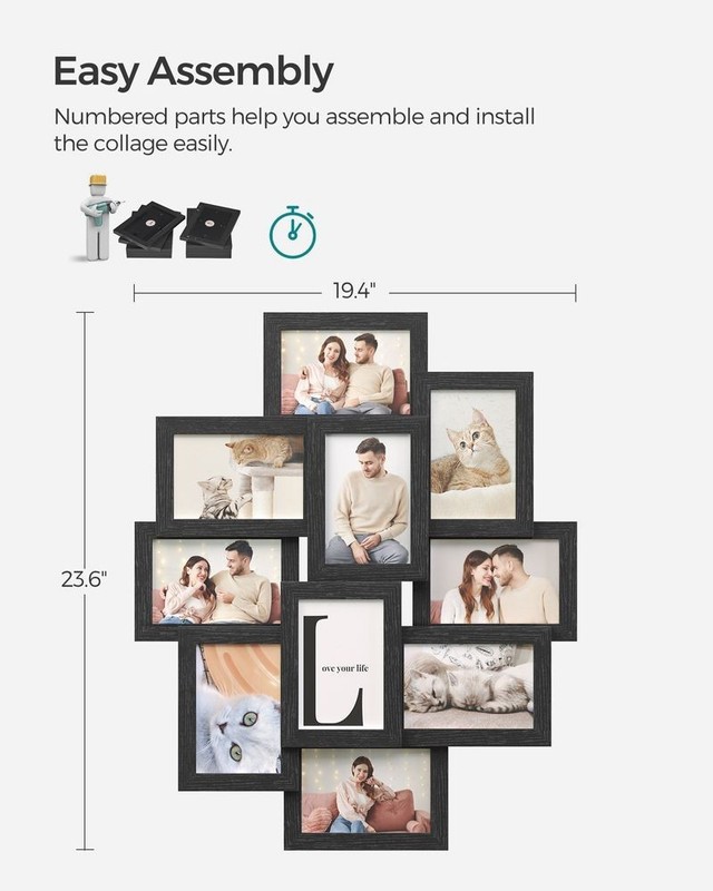 SONGMICS Picture Frame Collage for 12 Photos in 4 x 6 (10 x 15 cm) New Open Box gallery