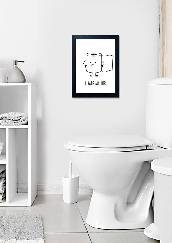 Funny Black & White Bathroom Art - Waterproof Canvas Toilet Paper Print gallery
