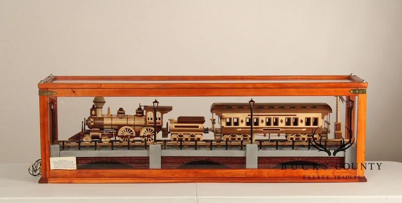 Philip Jacoby Carved Wood Model Train in Display Case gallery