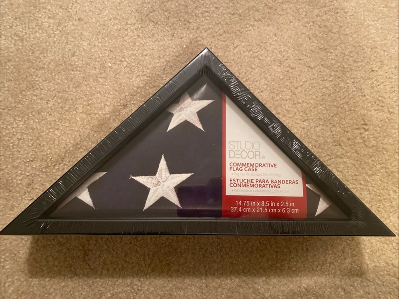 Studio Decor Commemorative FLAG DISPLAY CASE 14.75X8.5X2.5” Fits 3ft X 5ft Flag