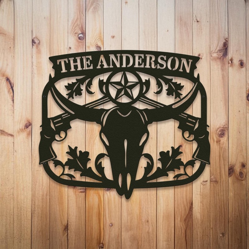 Custom Cowboy Skull Metal Sign Western Ranch Man Cave Wall Decor Name Gift gallery