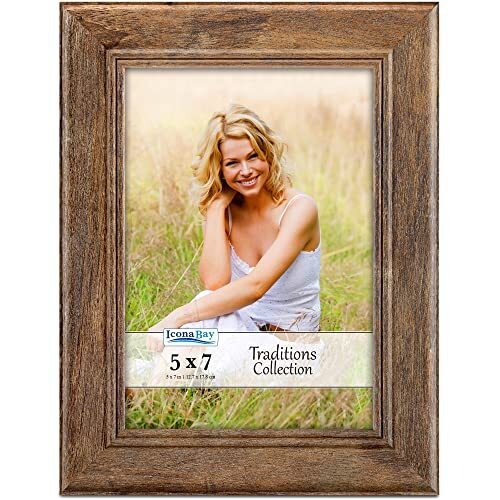 Chestnut Brown Picture Frame, Rustic Wood Pattern, Lightly Distressed 5×7 1