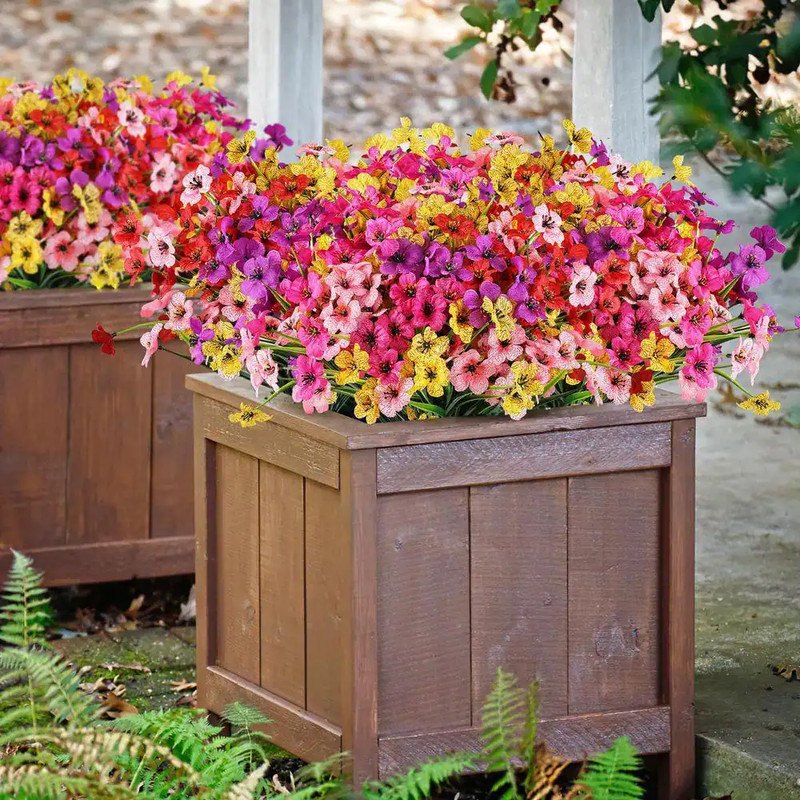 20-Bundles Multi-Colored Artificial Flowers for Outdoor outside Spring Summer De