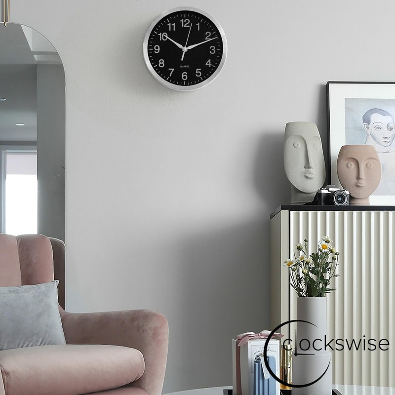 8in Round Quartz Wall Clock NonTicking Battery Operated with Silent Sweep Mov... gallery