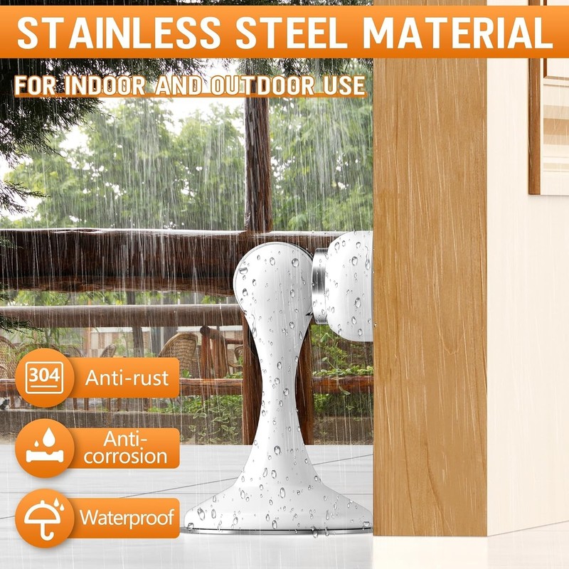 2 Pack Magnetic Door Stoppers, Stainless Steel Magnetic Door Stop, Wall & Floor gallery
