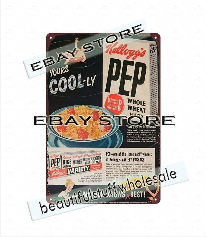 artwork prints 1940s cool-ly pep flakes cereal mother knows best metal tin sign gallery