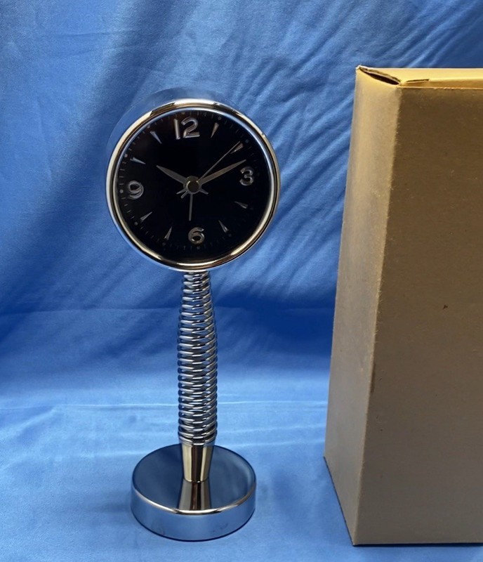 Industrial Coil Spring Desk Alarm Clock Chrome Gear Style Steampunk Office