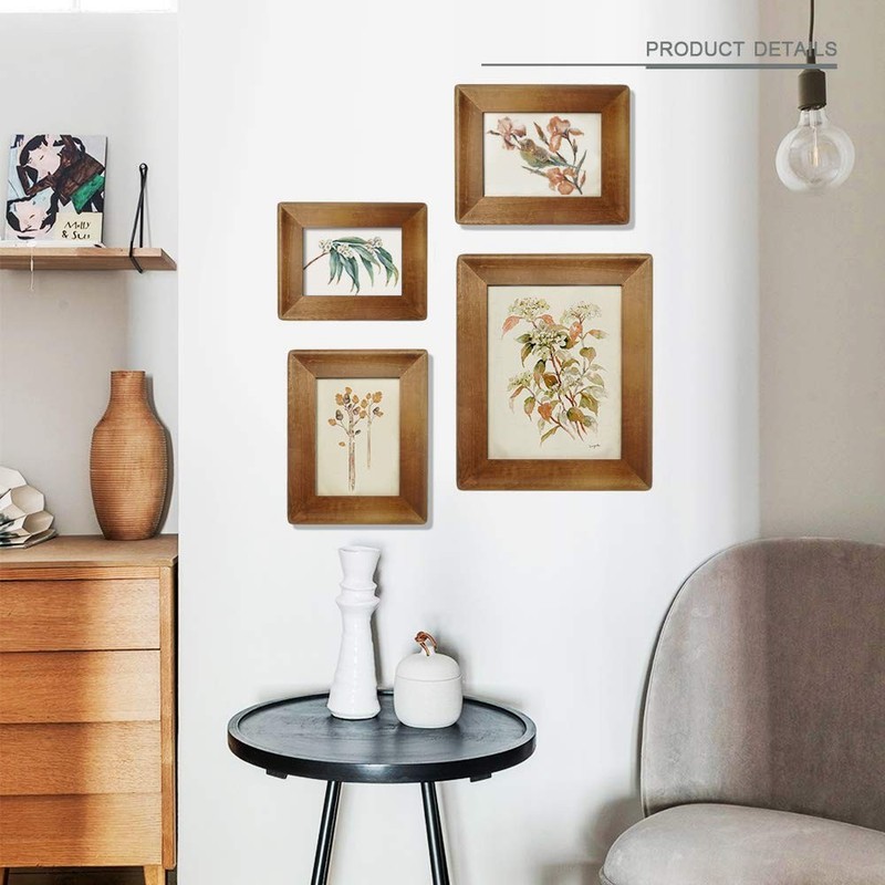 8x10 Picture Frames,Brown Rustic Wood Frame with Glass Front, Display 10x8 in... gallery