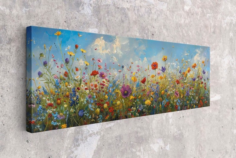 Wildflower Wall Art Panoramic Canvas Print Framed Large Living Room Decor gallery