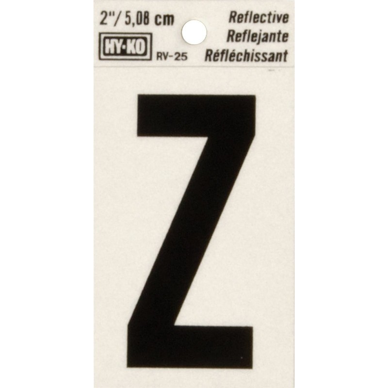 Hy-Ko Vinyl 2 In. Reflective Adhesive Letter, Z RV-25/Z Pack of 10 Hy-Ko RV-25/Z