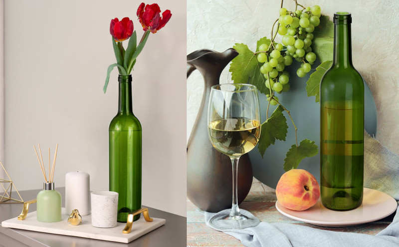8 Pa 750ml Bordeaux Wine Bottles, Glass Clear Bottles with 8 gallery