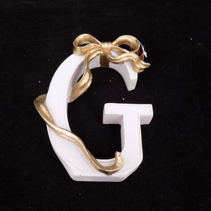 Ashland Fall Blush Romance Table Decor Letter G Free Standing White Gold 7.75" gallery