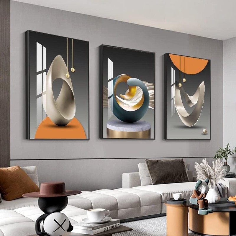 MPLONG 3 Piece Framed Wall Art Bright Abstract Modern