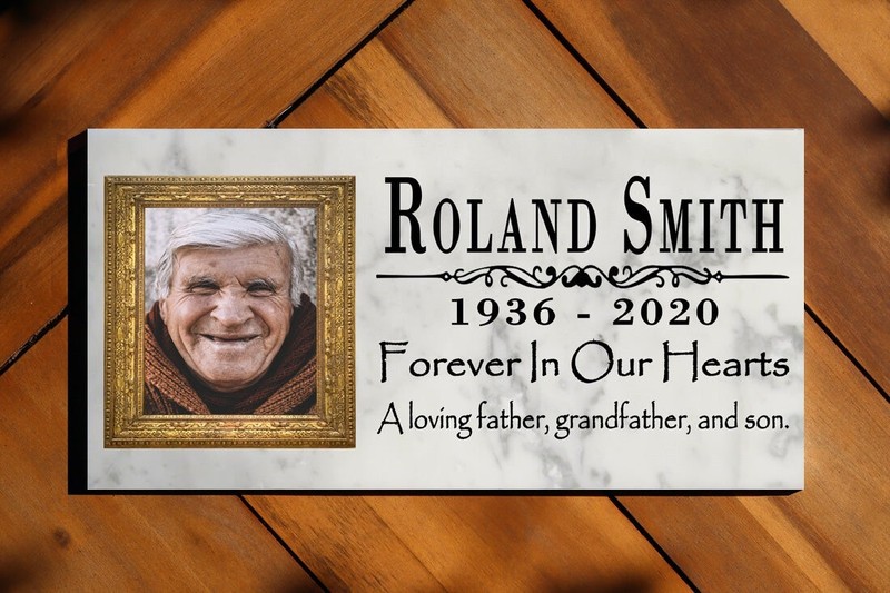 Picture Memorial Stone Loved One Loss Gift Custom Photo Marble Memory Plaque gallery
