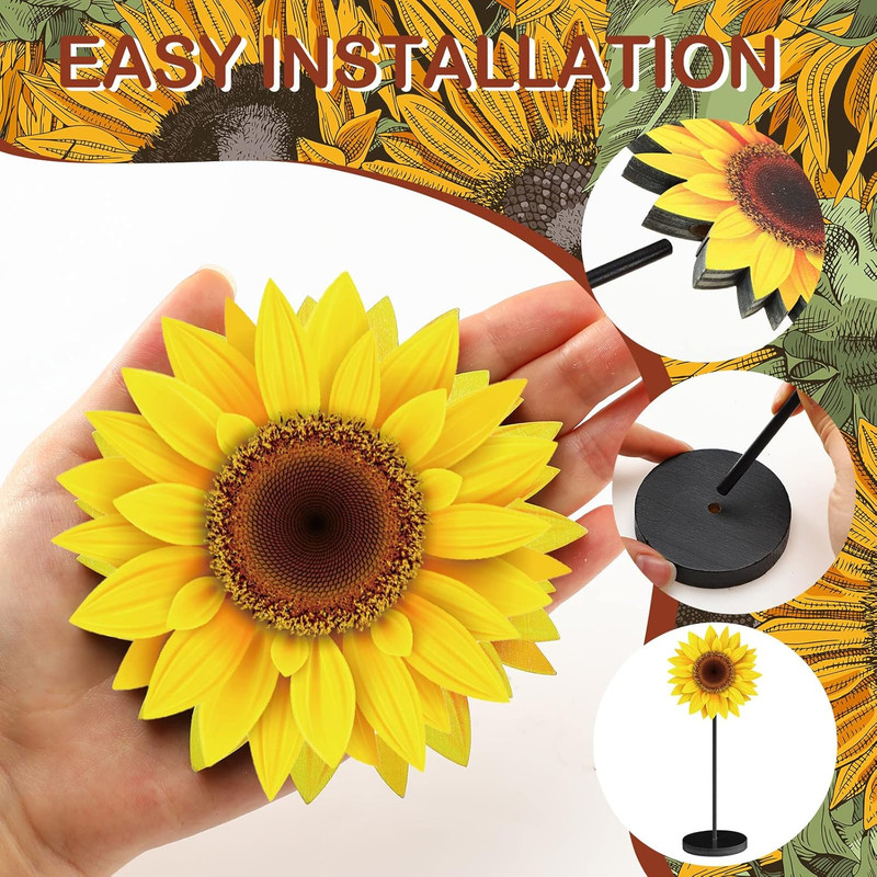 3 Pcs Spring Table Decor Summer Sunflower Wood Table Sign Spring Freestanding Bu gallery
