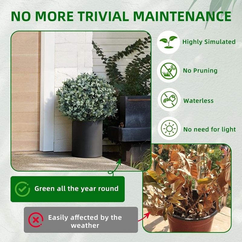 2Pcs Artificial Boxwood Topiary Ball Trees 65cm with Ground Spike Indoor Outdoor gallery