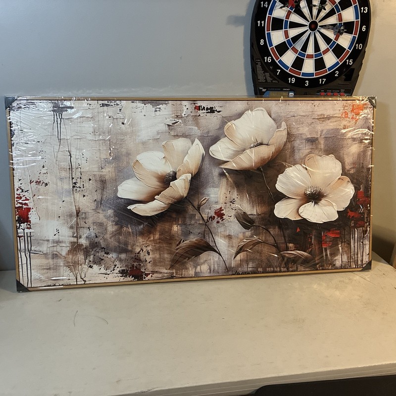 Large Canvas Wall Art – Flowers,- 29” X 58” – Sturdy Frame – See Pics