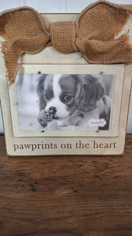 New Mud Pie Dog Puppy Photo Frame Wall Hanging Pawprints on the Heart Farmhouse gallery