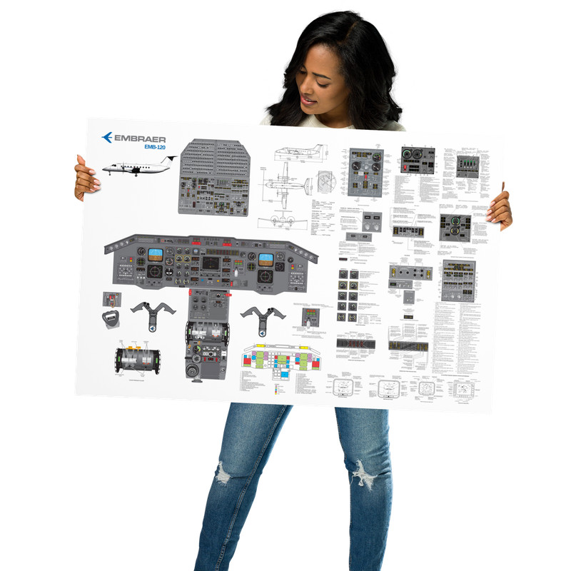 Embraer 120 Emb-120 description panel Cockpit poster 24in x 36in gallery