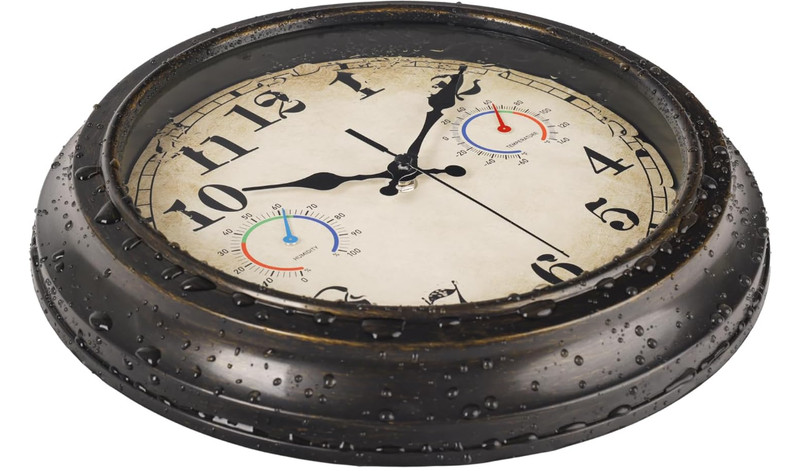 12 Inch Outdoor Clock with Thermometer and Hygrometer Combo, Waterproof Indoor O gallery