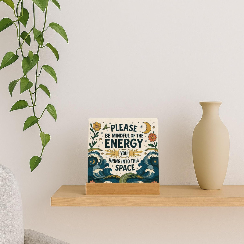 Meditation Room Spiritual Decor Positive Energy Desk Sign – Please Be Mindful…