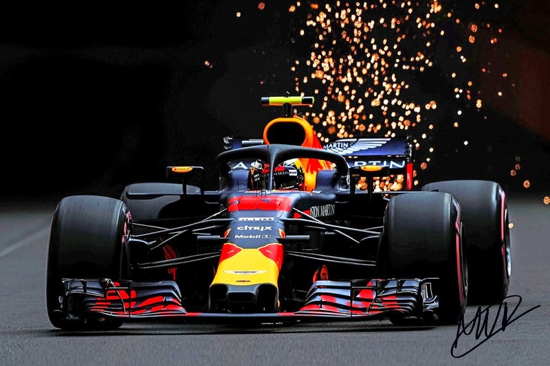 Red Bull Racing F1 Art Poster with Pre-Printed Max Verstappen Autograph (046P)