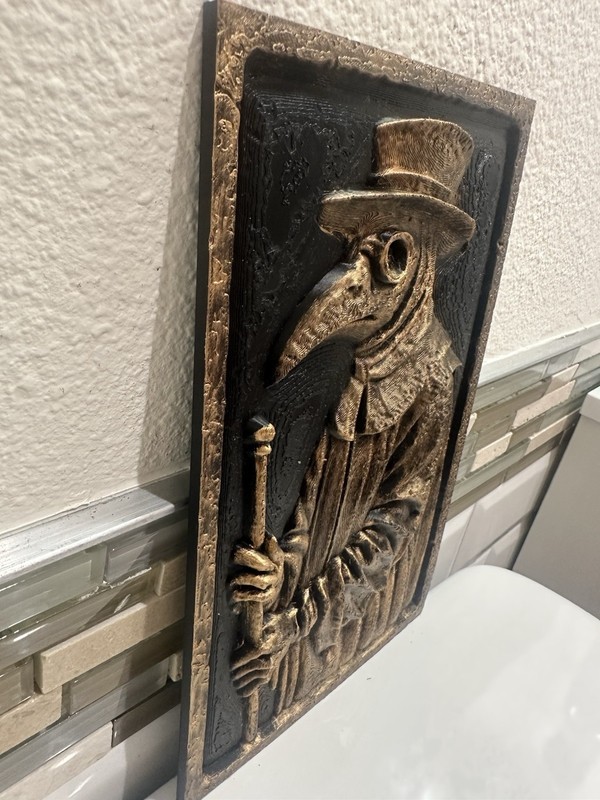 Hand Painted Plague Doctor 10” X 6” Home Decor Wall Art Plaque Halloween gallery