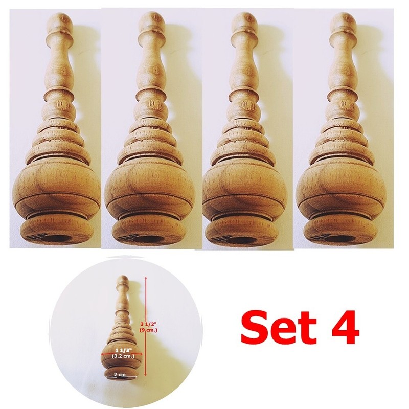 4×3.5″ New Finial Teak Wood VTG Style Antique clock Furniture Home DIY Decor