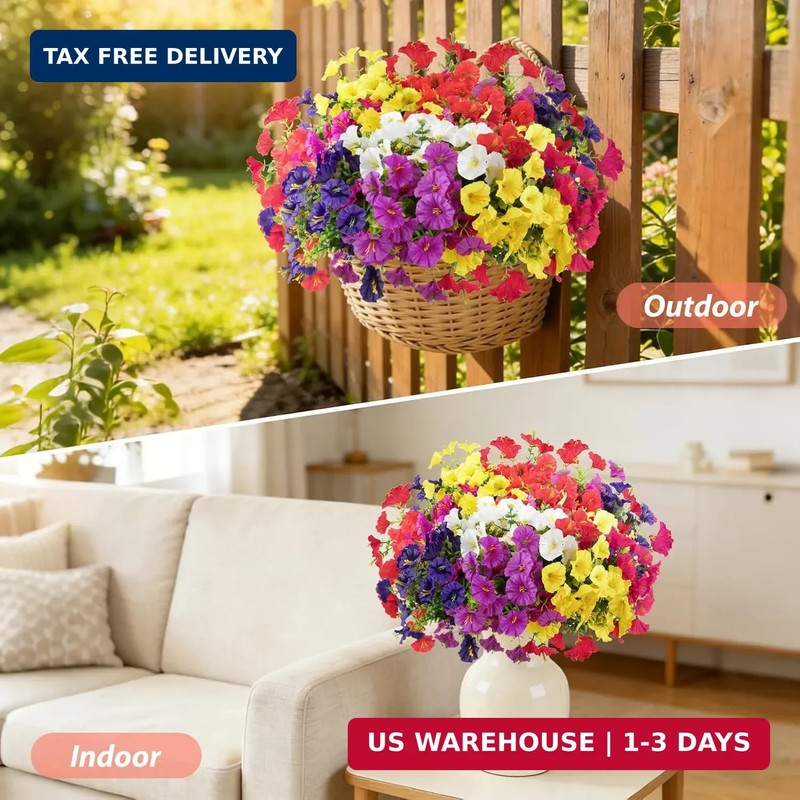BSGlobal 12 Bundles Artificial Flowers for Outdoors Decoration, Faux Silk Mornin gallery