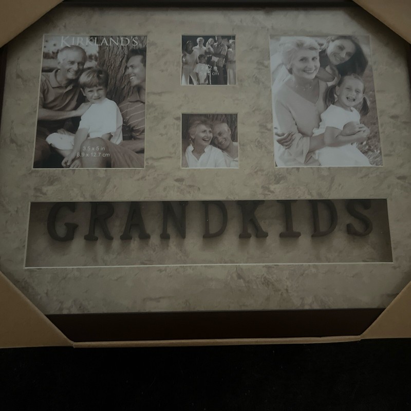 Kirklands Wall Multiple Photo Frame, Grandkids, Grandchildren, Brown, 4 Photos
