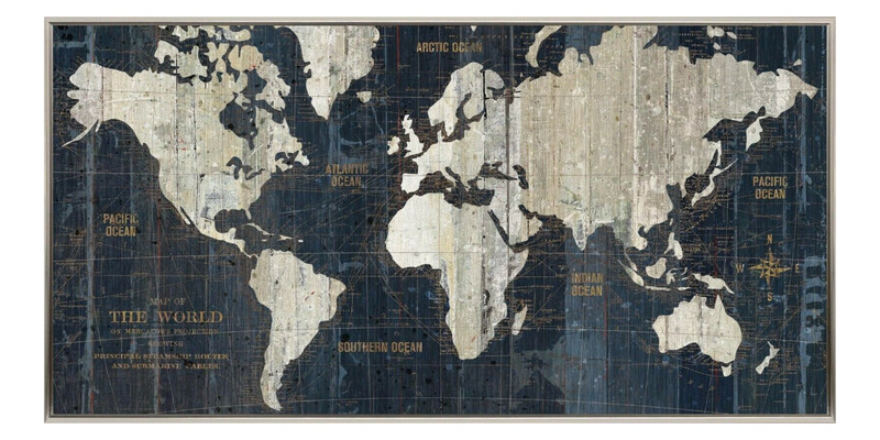 Old World Map Framed Canvas Wall Art Travel Theme Historical Decor Picture 41×21