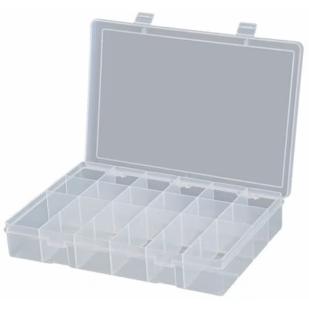Durham Mfg Lp18-Clear Compartment Box With 18 Compartments, Plastic, 2 5/16 In