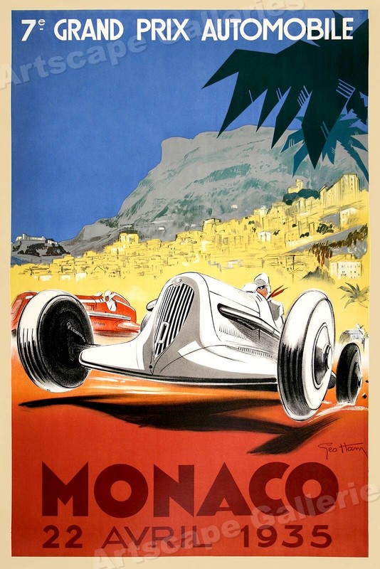 Monaco Grand Prix 1935 European Auto Racing Poster – 24×36