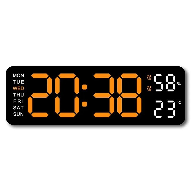 LED Digital Large Display Wall Desk Alarm Clock With Calendar Temperature Date**