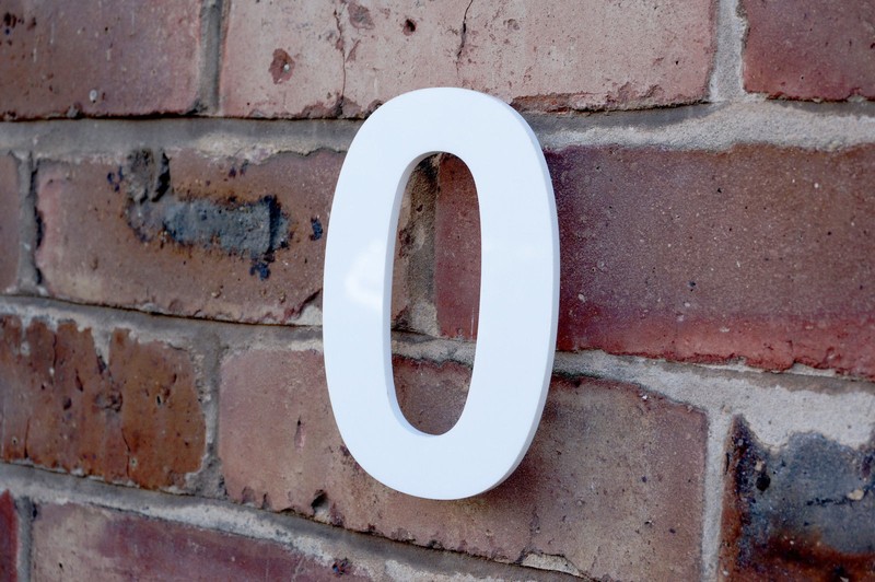 MODERN HOUSE NUMBER FLOATING WHITE ACRYLIC, HIDDEN FIXINGS 4,6,8,10,12 INCH