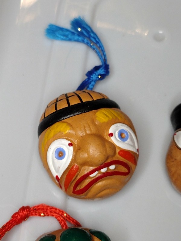 Korean Folk Art Clay Mask Ornament Wall Hanging Set Of 4 Vintage gallery