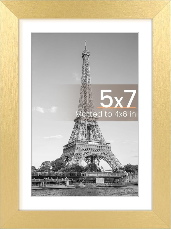 Sturdy Gold 5x7 Frame for Vertical or Horizontal Hanging - Home Decor Must-Have gallery
